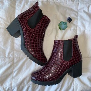 Krush Since 1970 Maroon Croc Print Booties 🐊
